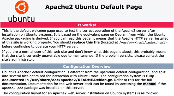 дефолтная страница установки Apache 2